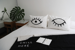 Fundas de Almohada Blanco Eyes Negro - Outlet - comprar online