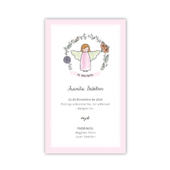 Estampitas Angelita marco rosa con corona x 24 - comprar online