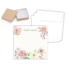 Tarjetas Flores rosa con sobre y caja x 24 - comprar online