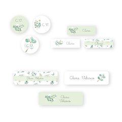 Stickers personales lavables Eucaliptus x 30 - Lo de María