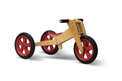 Triciclo que se convierte en bicicleta de aprendizaje - RUEDAS MACIZAS ROJAS