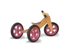 Triciclo que se convierte en bicicleta de aprendizaje - RUEDAS MACIZAS ROSAS - comprar online