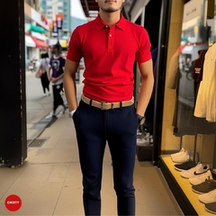 CAMISETA TIPO POLO ROJA SLIM FIT algodón 100 % colombiano