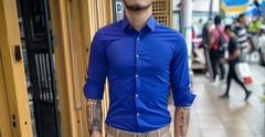 CAMISA AZUL REY SLIM FIT MANGA LARGA