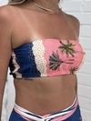 Cropped faixa coqueiros com rosa e azul REF 43632