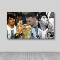 Cuadro Rectangular Argentina Campeón del Mundo 2022, Messi Maradona copas