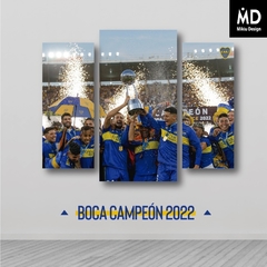 Cuadro Tríptico Irregular Boca Juniors Campeón 2022