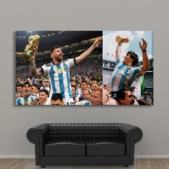 Cuadro Rectangular Argentina Campeón del Mundo 2022, # Messi- Maradona beso a copa