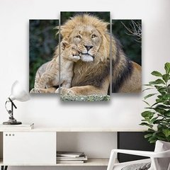 Cuadro Tríptico Irregular Leones Deco foto#98 - comprar online