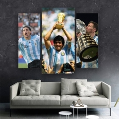 Cuadros Tripticos Irregulares Maradona -Messi- Riquelme