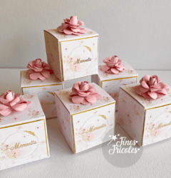 Caixa cubo 5x5x5cm personalizada e com flor (12 unidades) - comprar online