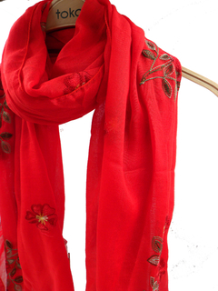 PASHMINA BORDADA TWO FLOWERS - tienda online