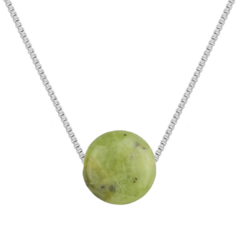 Colar Pedra Jade Circular - Prata 925 - comprar online