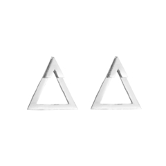 Brinco V e Triângulo Vazado Borda Chapada - Prata 925