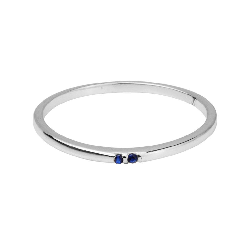Anel Aliança Prata Zirconia Micro Pontinhos Azul - Prata 925