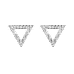Brinco Triângulo Cravejado Vazado - Prata 925