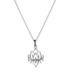 colar pingente de flor de lótus vazado em prata 925