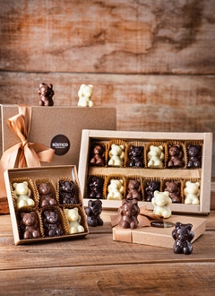 Caja de 12 ositos de chocolate rellenos