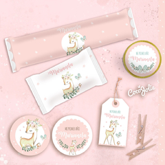 Kit Ciervita Nena del bosque. Imprimible personalizable - CocoJolie Kits Imprimibles