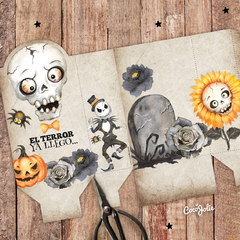 Kit imprimible Halloween Calavera Acuarela