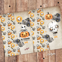 Kit imprimible Halloween Calavera Acuarela