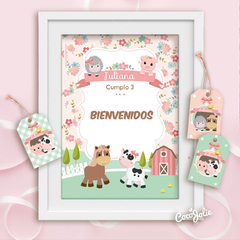 Kit Animalitos de la Granja Nena. Imprimible Personalizable - CocoJolie Kits Imprimibles