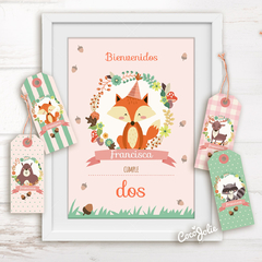 Imagen de Kit Animalitos del Bosque Nena. Imprimible Personalizable