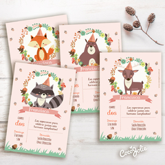 Kit Animalitos del Bosque Nena. Imprimible Personalizable - CocoJolie Kits Imprimibles
