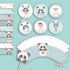 Kit Osito Panda Celeste. Imprimible Personalizable - comprar online