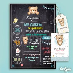 Kit Imprimible Osito Acuarela. Imprimible Personalizable - comprar online