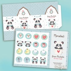 Kit Osito Panda Celeste. Imprimible Personalizable - CocoJolie Kits Imprimibles