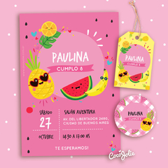 Kit Imprimible Tutti Frutti Sandía Ananá. Personalizable