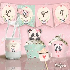 Kit Osito Panda Rosado. Imprimible Personalizable - CocoJolie Kits Imprimibles