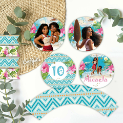 Kit editable de Moana 2, con textos personalizable para fiestas y celebraciones