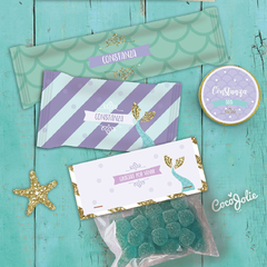 Kit Sirenita Vintage. Pack completo. Imprimibles personalizables en internet