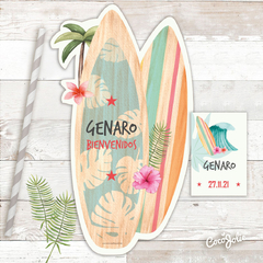 Kit Surf Tropical. Imprimible personalizable