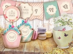 Kit Primera Comunión/ Bautismo Romántico Vintage. Imprimibles personalizables