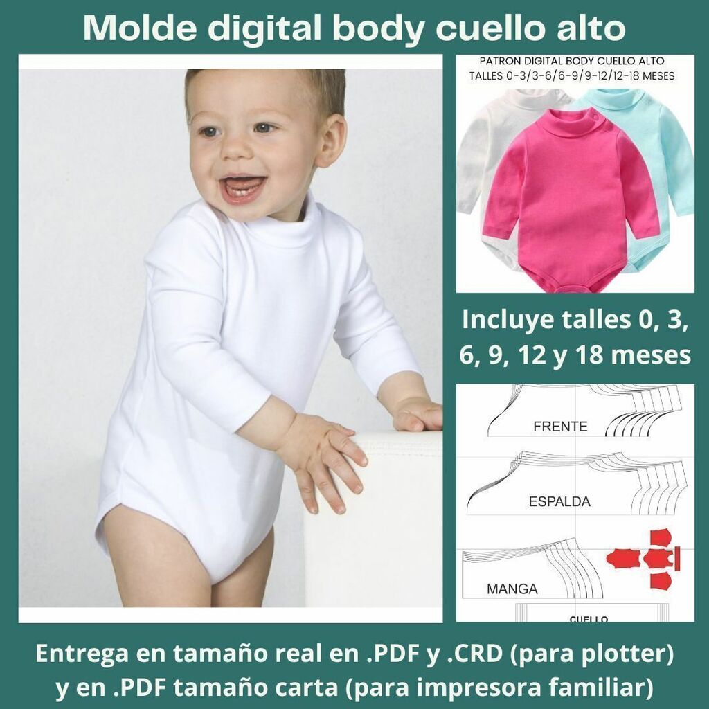 Molde body para bebe de cuello alto