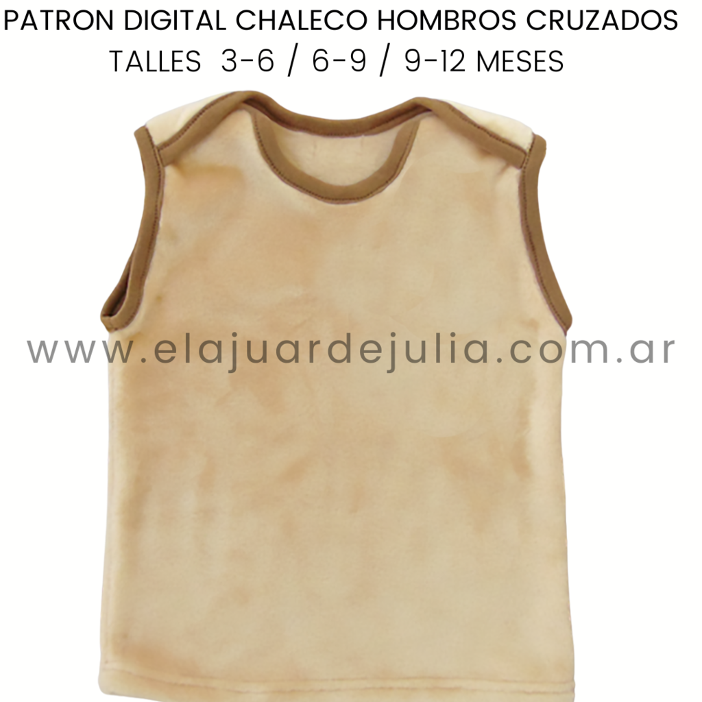 Molde chaleco sin mangas para bebe con cuello americano