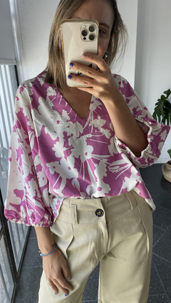 Blusa CUARZO PRINT MALVA - Última talle 3