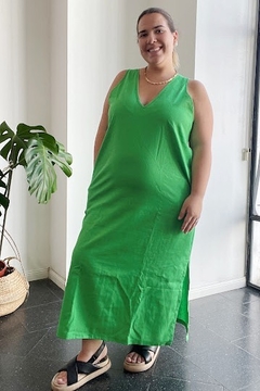 Vestido CLARA Verde - 100% lino