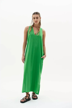 Vestido CLARA Verde - 100% lino en internet