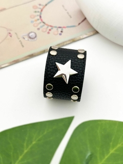 BRAZALETE ECO CUERO JEM NEGRO - comprar online