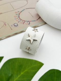 BRAZALETE ECO CUERO STAR BLANCO - comprar online