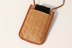 MINI BAG DE RAFIA OFELIA MARRON - PAW Accesorios