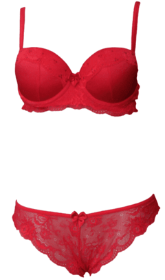 Lingerie sutiã calcinha vermelho renda e cetim