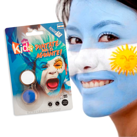 Kit Mundial Argentina Maquillaje Artistico Acuarelable Glow Body Art