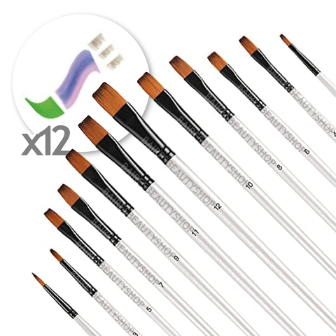 Set de 12 Pinceles Artisticos White Artist Brushes