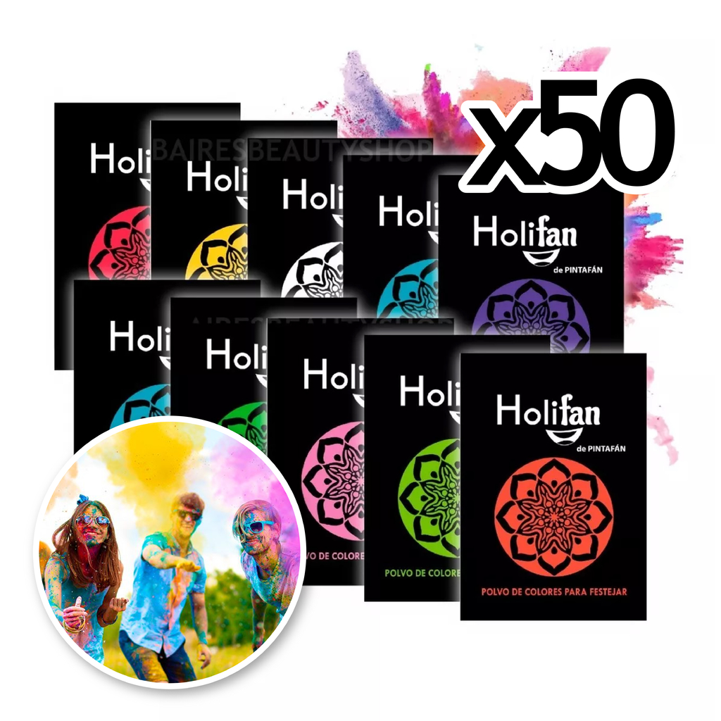 Pack de 50 Polvos Holi de Colores para Egresados y Cotillon Pintafan