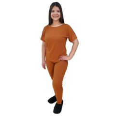 Pijama Mujer Manga Corta Pantalón Largo Liso 56 Modiin